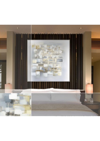 Soyut Bej El Yapımı Yağlı Boya Tablo 75X75CM fiyatları