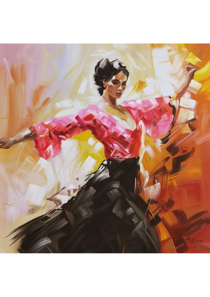 Flamenco Dans El Yapımı Yağlı Boya Tablo 85X85CM modelleri