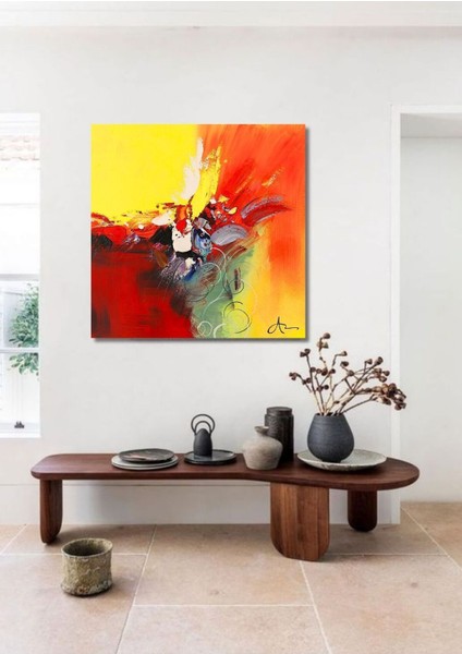 Soyut El Yapımı Yağlı Boya Tablo 86X86CM fiyatları