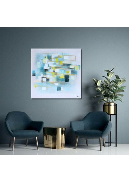 Modern Büyük Boy El Yapımı Yağlı Boya Tablo 115X116CM