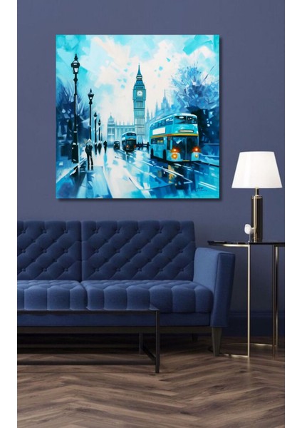 Manzara Şehir El Yapımı Yağlı Boya Tablo 96X95CM