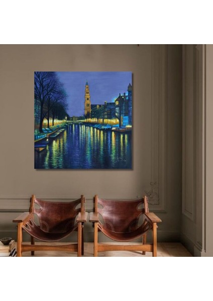 Şehir El Yapımı Yağlı Boya Tablo 76X77CM