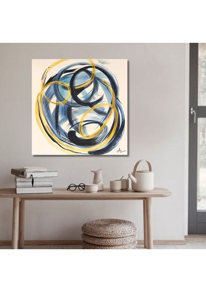 Geometrik Soyut El Yapımı Yağlı Boya Tablo 96X95CM