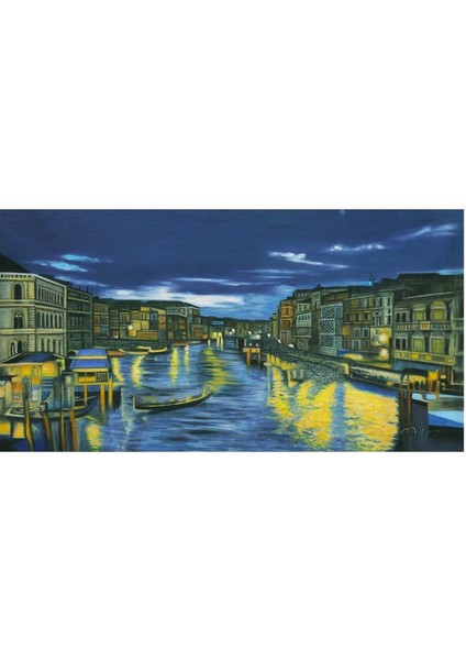 Şehir Gece El Yapımı Yağlı Boya Tablo 111 x 66 cm modelleri