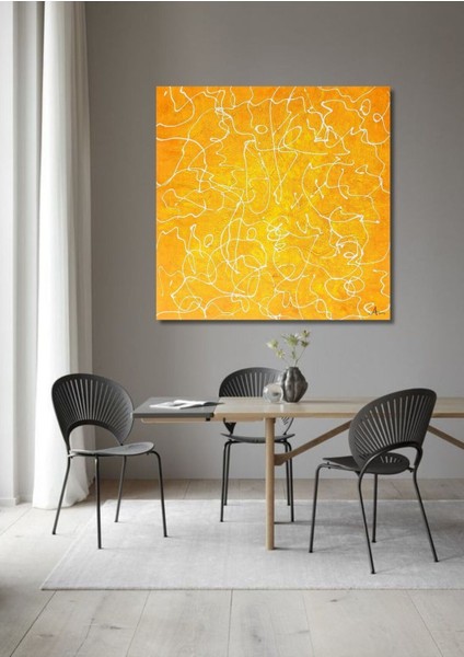 Soyut Büyük Boy El Yapımı Yağlı Boya Tablo 95X94CM