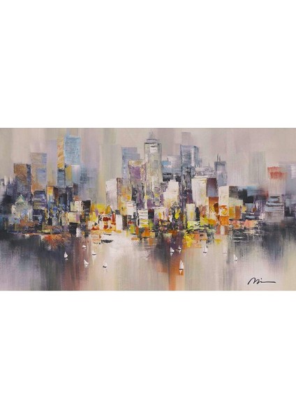 Şehir Soyut El Yapımı Yağlı Boya Tablo 117X70CM fiyatları