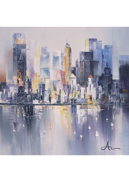 Şehir Soyut El Yapımı Yağlı Boya Tablo 85X86CM fiyatları