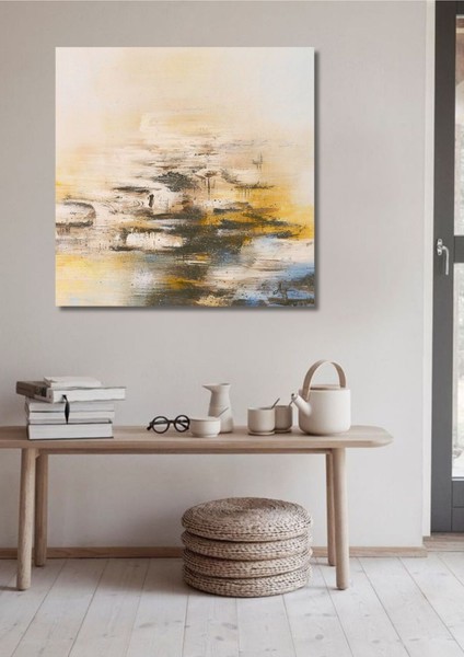 Soyut El Yapımı Yağlı Boya Tablo 75X75CM