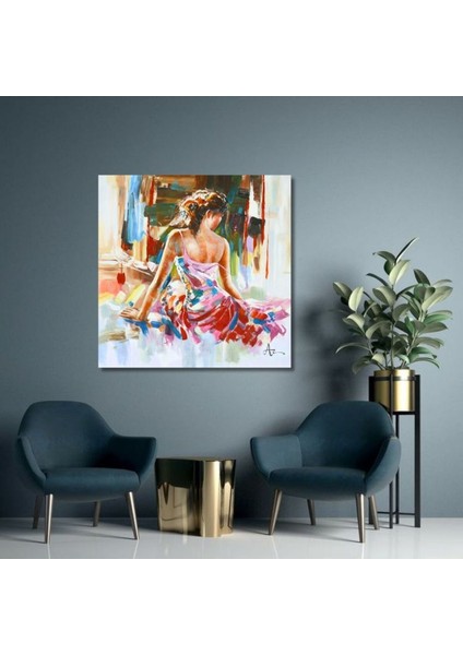 Figüre Soyut El Yapımı Yağlı Boya Tablo 95X94CM