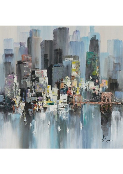 Şehir Deniz El Yapımı Yağlı Boya Tablo 95X96CM fiyatları