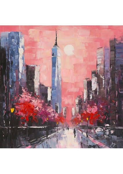 Şehir Soyut El Yapımı Yağlı Boya Tablo 76X76CM modelleri