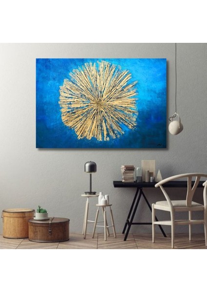 Geometrik Dokulu El Yapımı Yağlı Boya Tablo 85X64CM