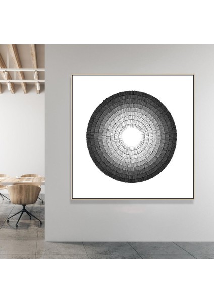 Geometrik Büyük Boy El Yapımı Yağlı Boya Tablo 116X115CM