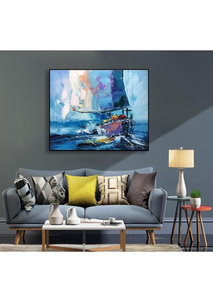 Yelken Soyut El Yapımı Yağlı Boya Tablo 95X80CM