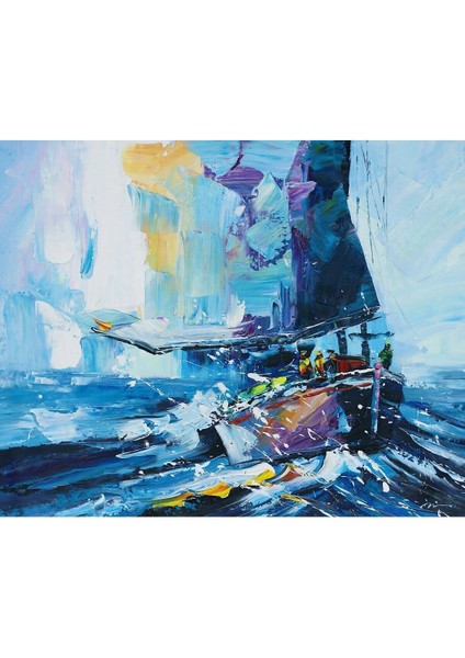 Yelken Soyut El Yapımı Yağlı Boya Tablo 95X80CM fiyatları