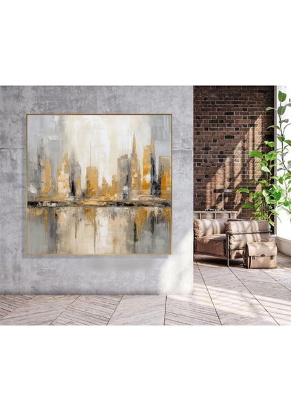 Şehir Soyut El Yapımı Yağlı Boya Tablo 97X94CM fiyatları