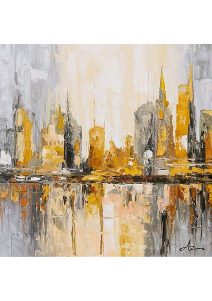Şehir Soyut El Yapımı Yağlı Boya Tablo 97X94CM modelleri