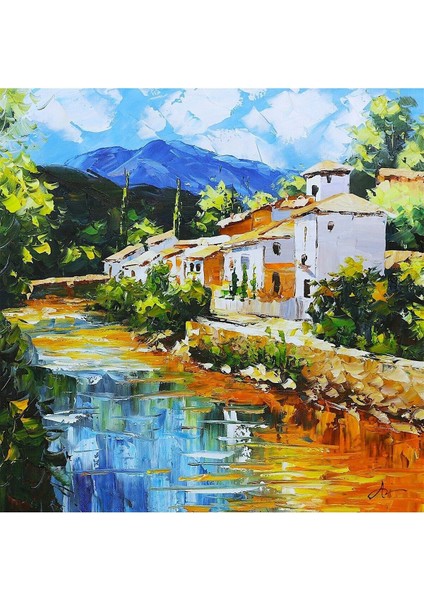 Manzara Doğa El Yapımı Yağlı Boya Tablo 76X75CM fiyatları