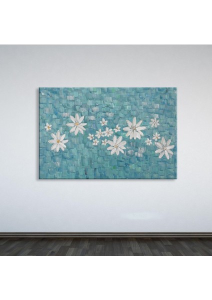 Çiçek Soyut El Yapımı Yağlı Boya Tablo 64X50CM
