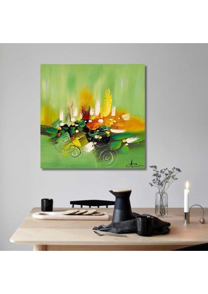Soyut El Yapımı Yağlı Boya Tablo 86X87CM fiyatları