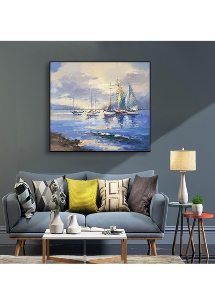 Yelken Manzara El Yapımı Yağlı Boya Tablo 95X85CM
