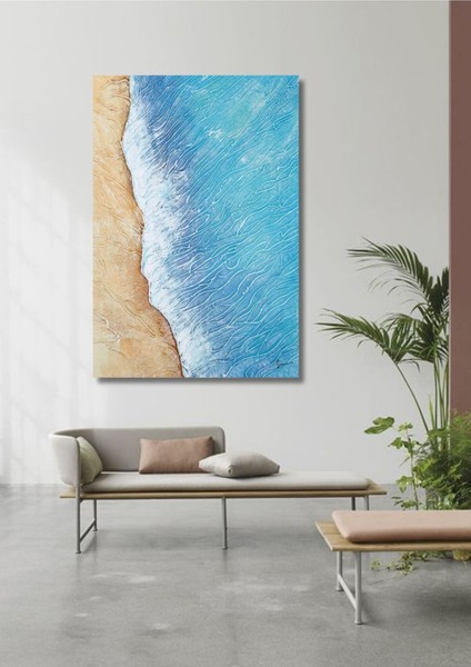 Deniz Büyük Boy El Yapımı Yağlı Boya Tablo 80X110CM fiyatları