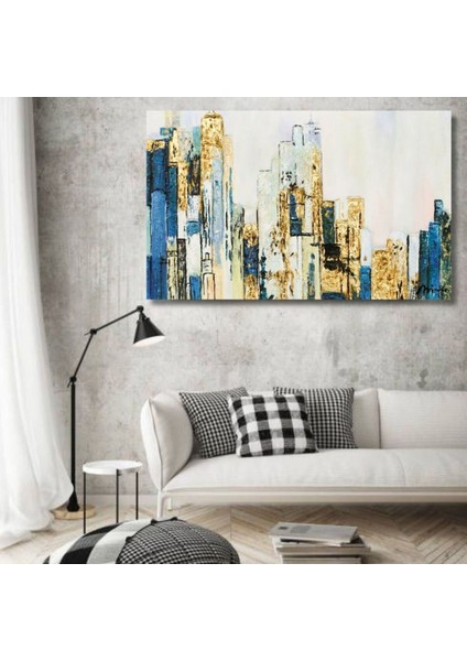 Bina Kabartma El Yapımı Yağlı Boya Tablo 94X64CM