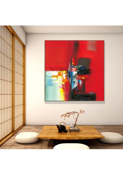 Soyut Büyük Boy El Yapımı Yağlı Boya Tablo 106X108CM fiyatları