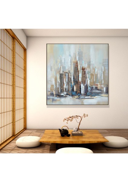 Şehir Soyut El Yapımı Yağlı Boya Tablo 95X94CM fiyatları