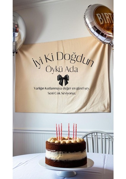 Isme Özel Doğum Günü Flaması Kurdaleli 65 cm x 100 cm