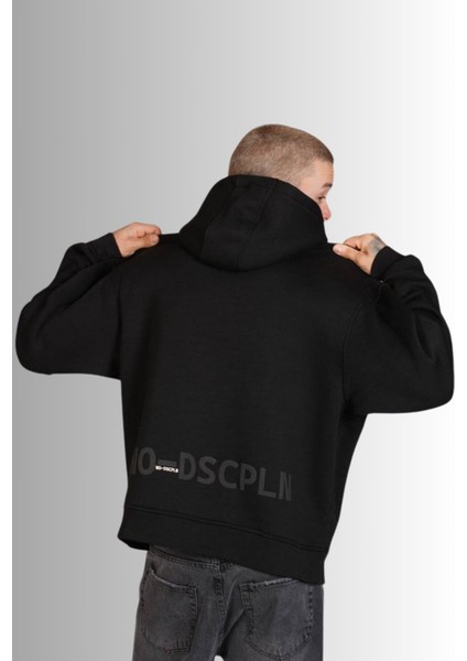 Unisex Oversize Kapüşonlu Siyah Sweatshirt