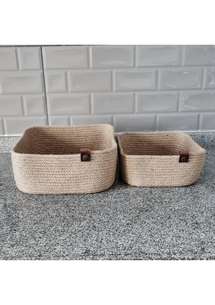 Jüt Hasır Sepet 2li Kare Düzenleyici, 2li Kare Jüt Sepet Organizer, 2li Mutfak & Banyo Düzenleyicisi, Jüt Renk fiyatları