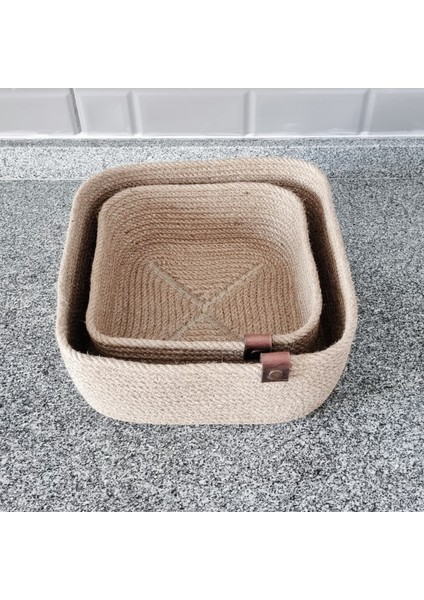 Jüt Hasır Sepet 2li Kare Düzenleyici, 2li Kare Jüt Sepet Organizer, 2li Mutfak & Banyo Düzenleyicisi, Jüt Renk modelleri