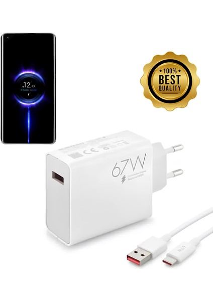 Meizu 20 / 20 Classic Uyumlu 67W Süper Hızlı Şarj Aleti Cihazı Seti