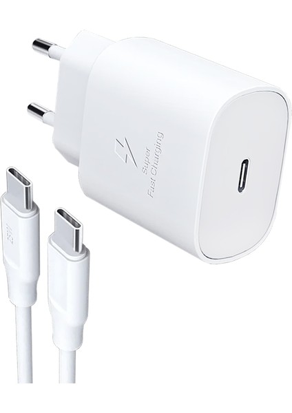 Samsung Galaxy Note 10 SM-N970F Uyumlu Hızlı Şarj Cihazı / Şarj Aleti Seti Type-C 25W