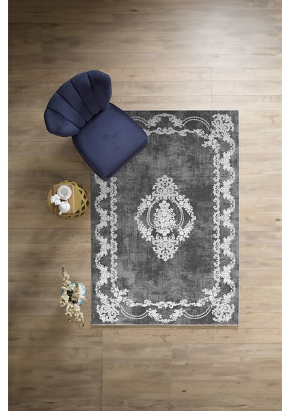 Baskılı Klasik Akrilik Model Yıkanabilir Kaymaz Yolluk Mutfak Salon Halısı, Klasik-33-Gri, indirimleri