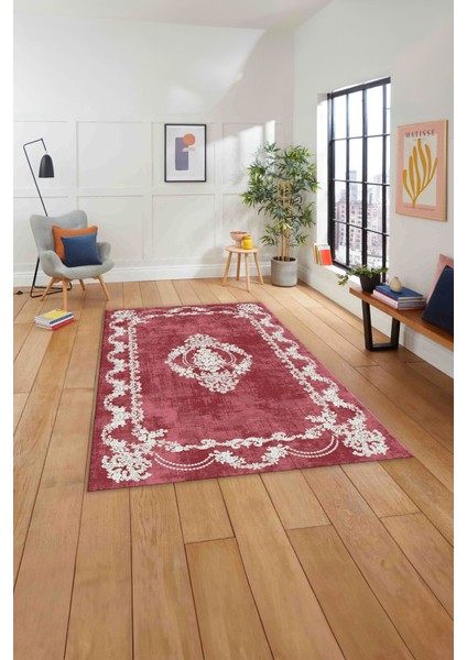 Baskılı Klasik Akrilik Model Yıkanabilir Kaymaz Yolluk Mutfak Salon Halısı, Klasik-33-Kırmızı, modelleri