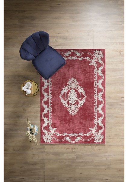 Baskılı Klasik Akrilik Model Yıkanabilir Kaymaz Yolluk Mutfak Salon Halısı, Klasik-33-Kırmızı, indirimleri
