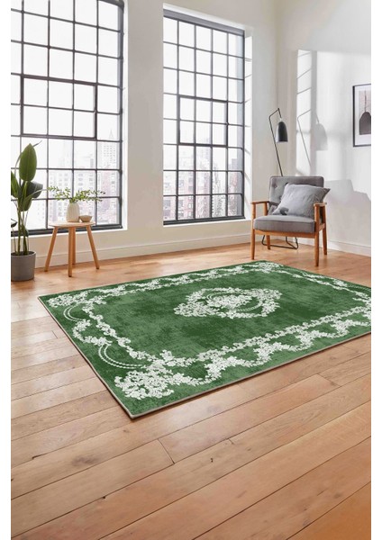 Baskılı Klasik Akrilik Model Yıkanabilir Kaymaz Yolluk Mutfak Salon Halısı, Klasik-33-Yeşil, fiyatları