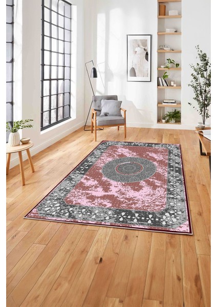 Klasik Modern Dijital Baskılı Yıkanabilir Kaymaz Yolluk Mutfak Salon Halısı, Klasik-62-Kırmızı,