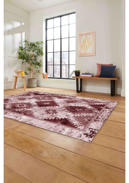 Klasik Kilim Desen Dijital Baskılı Yıkanabilir Kaymaz Yolluk Mutfak Salon Halısı, Klasik-76-Bordo, fırsatları
