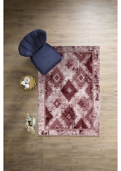 Klasik Kilim Desen Dijital Baskılı Yıkanabilir Kaymaz Yolluk Mutfak Salon Halısı, Klasik-76-Bordo, indirimleri