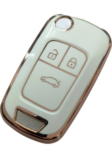 Opel Astra J Insignia Chevrolet Cruze Uyumlu Nano Kumanda Anahtar Kılıfı Oto Anahtarlık Beyaz Gold fiyatları