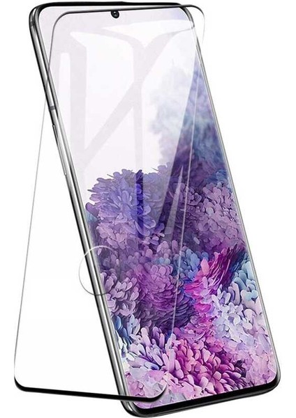 Galaxy S20 Ultra Ekran Koruyucu Kavisli Full Yapışkanlı Cam Ekran Koruyucu Siyah