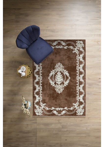 Baskılı Klasik Akrilik Model Yıkanabilir Kaymaz Yolluk Mutfak Salon Halısı, Klasik-33-Kahve, indirimleri