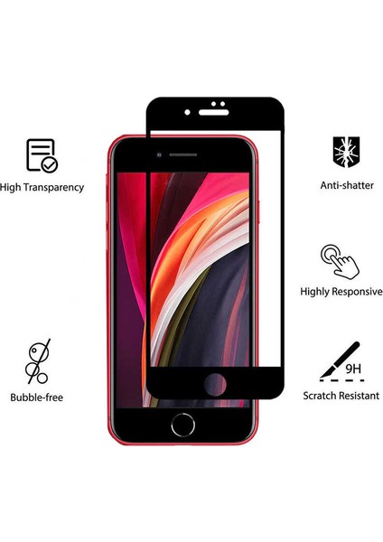 Apple iPhone Se 2020 Ekran Koruyucu Dias Cam Ekran Koruyucu Siyah