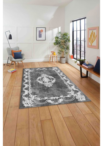 Baskılı Klasik Akrilik Model Yıkanabilir Kaymaz Yolluk Mutfak Salon Halısı, Klasik-33-Gri, modelleri