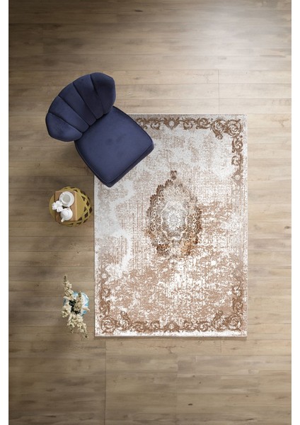 Baskılı Klasik Dekoratif Model Yıkanabilir Kaymaz Yolluk Mutfak Salon Halısı, Klasik-49-Kahve, indirimleri