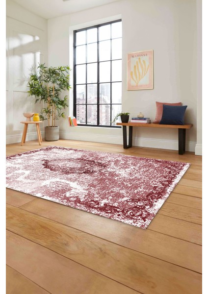 Baskılı Klasik Dekoratif Model Yıkanabilir Kaymaz Yolluk Mutfak Salon Halısı, Klasik-49-Bordo, fırsatları