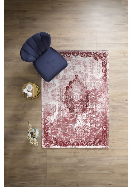 Baskılı Klasik Dekoratif Model Yıkanabilir Kaymaz Yolluk Mutfak Salon Halısı, Klasik-49-Bordo, indirimleri